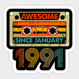 Awesome Since January 1991 33 Years Old 33th Birthday Sticker